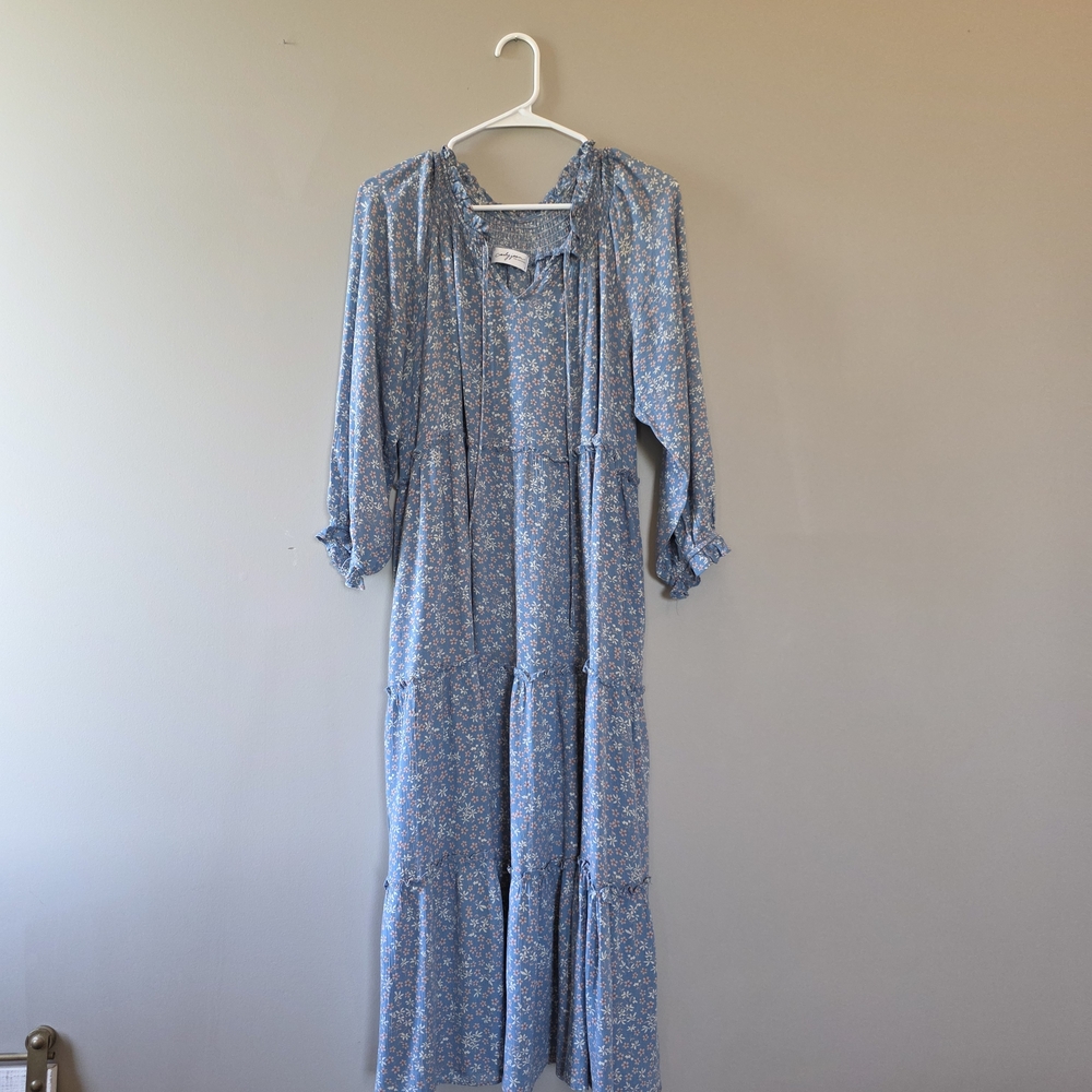 Carly Jean Los Angeles Blue Bishop Sleeve Sundress